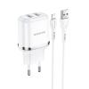  POWER-ADAPTER+CABLE HOME LIGHTNING Borofone DBN4 2.4A white
