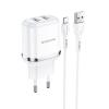  POWER-ADAPTER+CABLE HOME microUSB Borofone DBN4 2.4A white